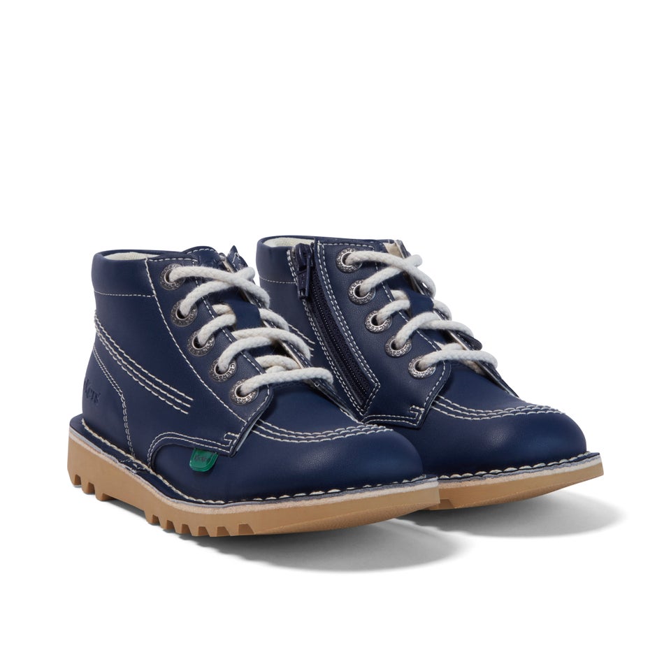 Junior Unisex Kick Hi Zip Leather Alternative Navy