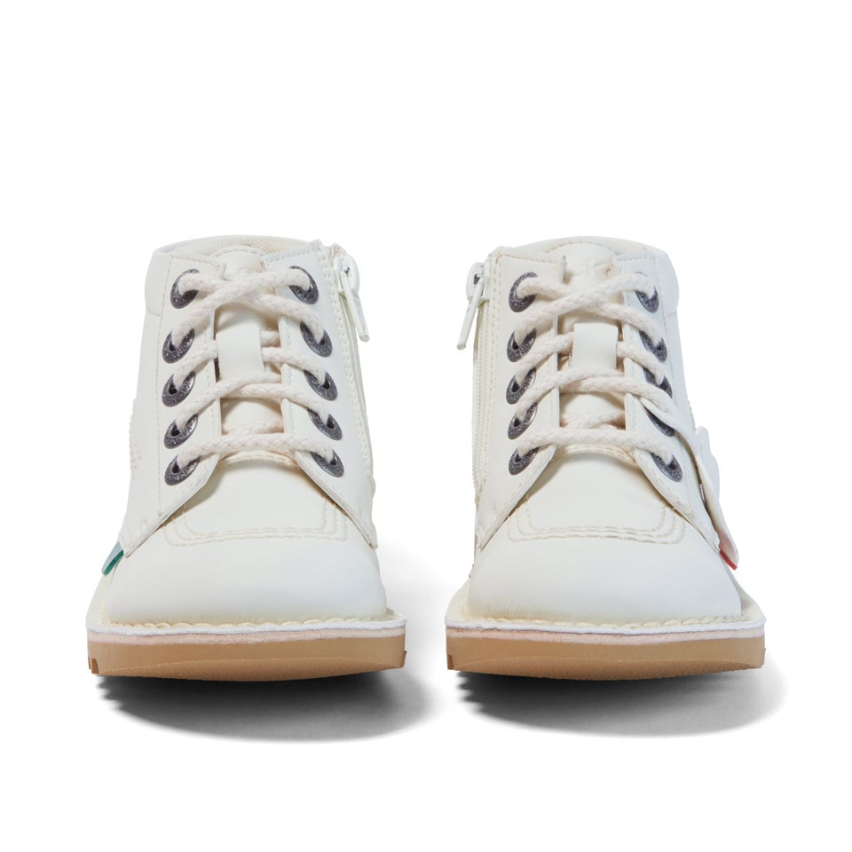 Junior Unisex Kick Hi Zip Leather Alternative White