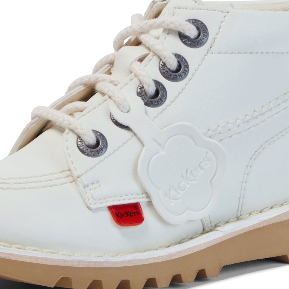 Junior Unisex Kick Hi Zip Leather Alternative White
