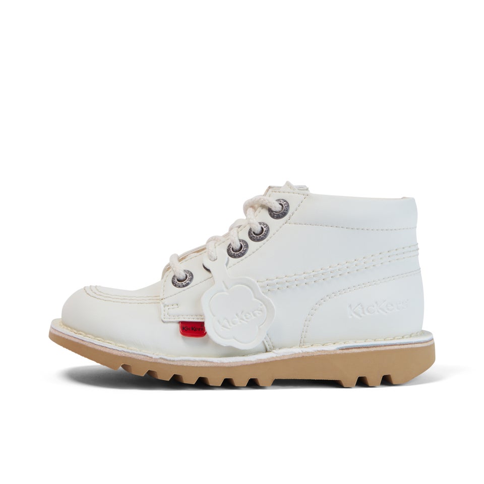 Junior Unisex Kick Hi Zip Leather Alternative White