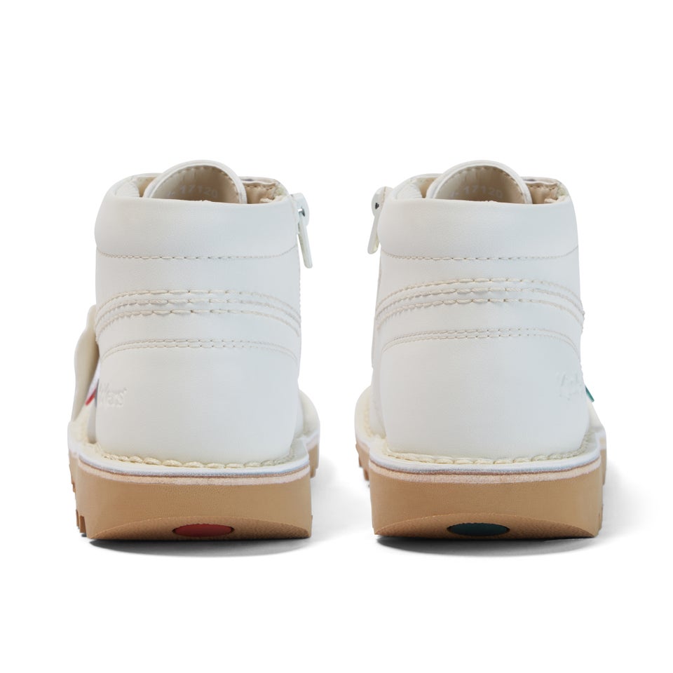 Junior Unisex Kick Hi Zip Leather Alternative White