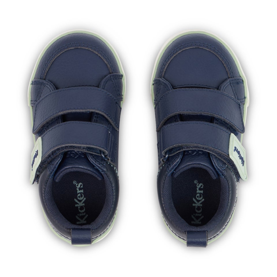Infant Boys Tovni Twin ZigZag Trainers Leather Navy
