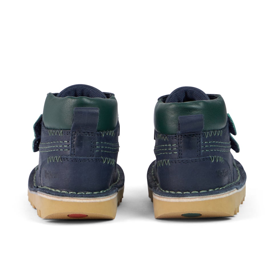 Infant Boys Kick Hi Roll ZigZag Boots Leather Navy