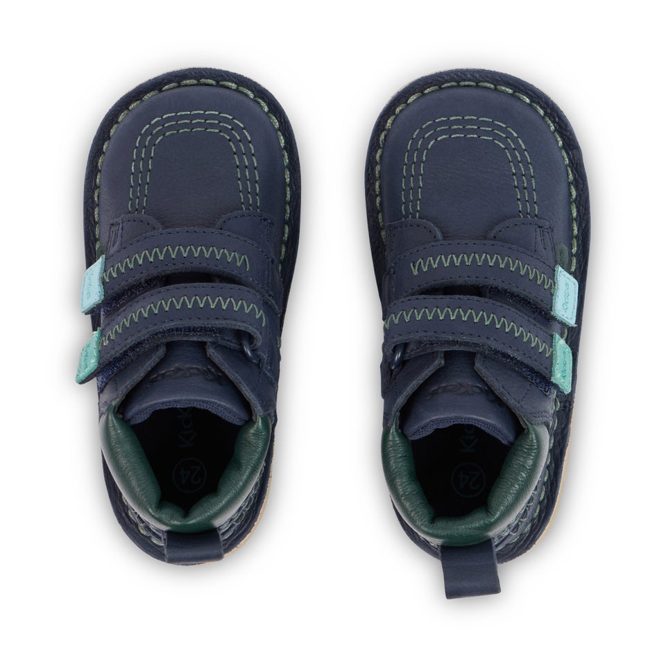 Infant Boys Kick Hi Roll ZigZag Boots Leather Navy