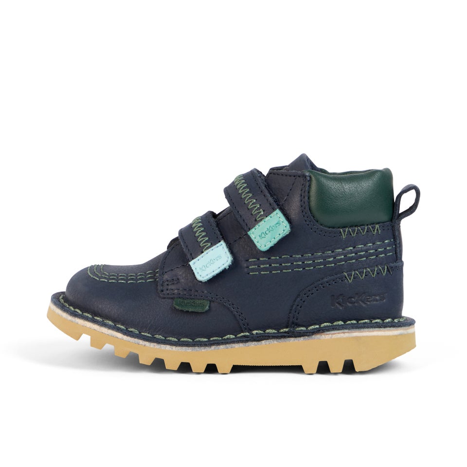 Infant Boys Kick Hi Roll ZigZag Boots Leather Navy