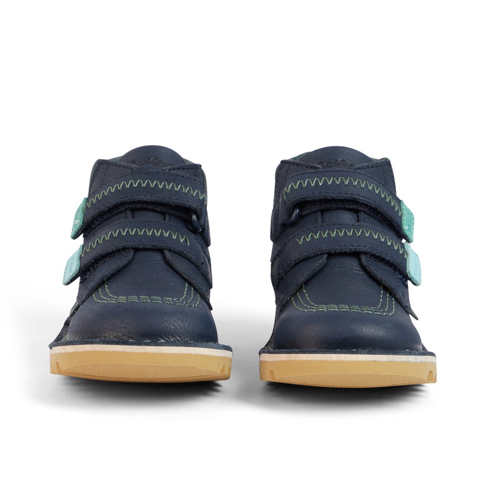 Infant Boys Kick Hi Roll ZigZag Boots Leather Navy