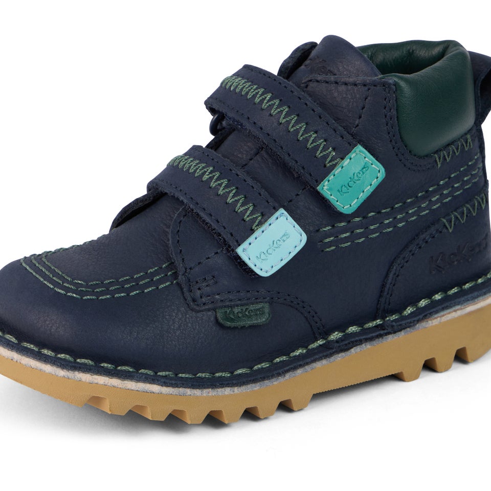 Infant Boys Kick Hi Roll ZigZag Boots Leather Navy