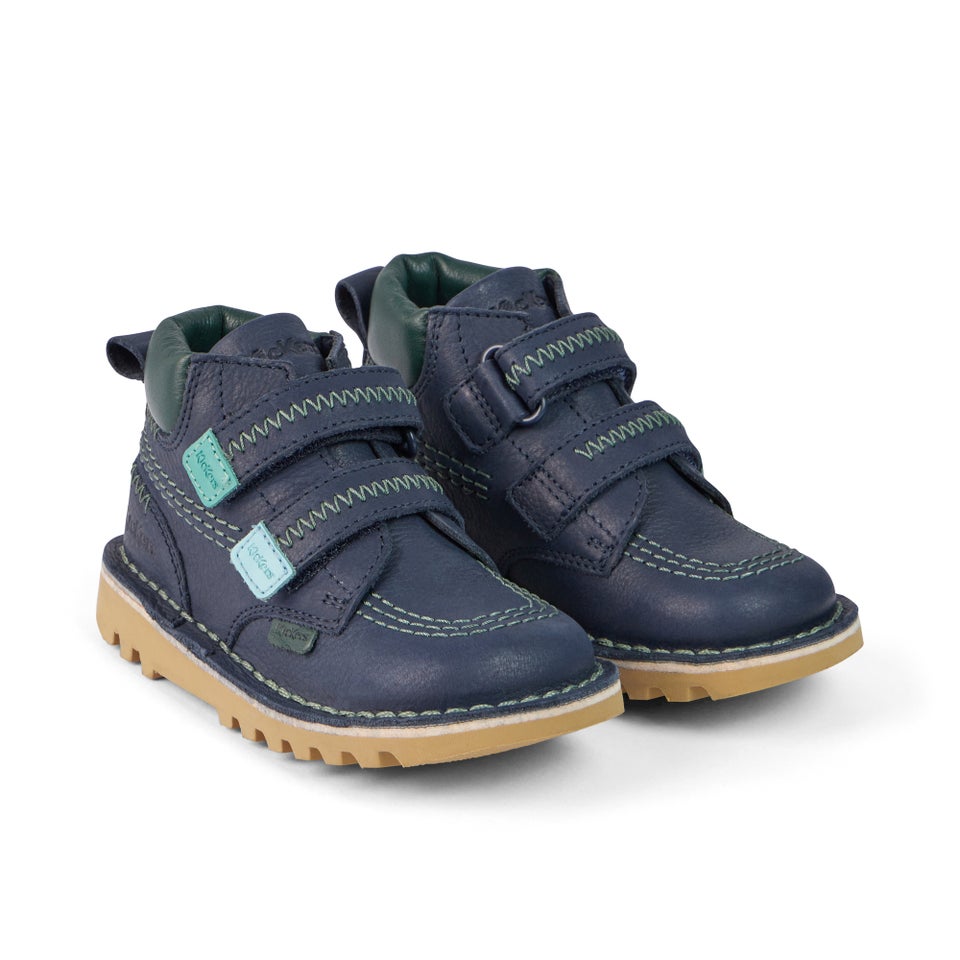 Infant Boys Kick Hi Roll ZigZag Boots Leather Navy