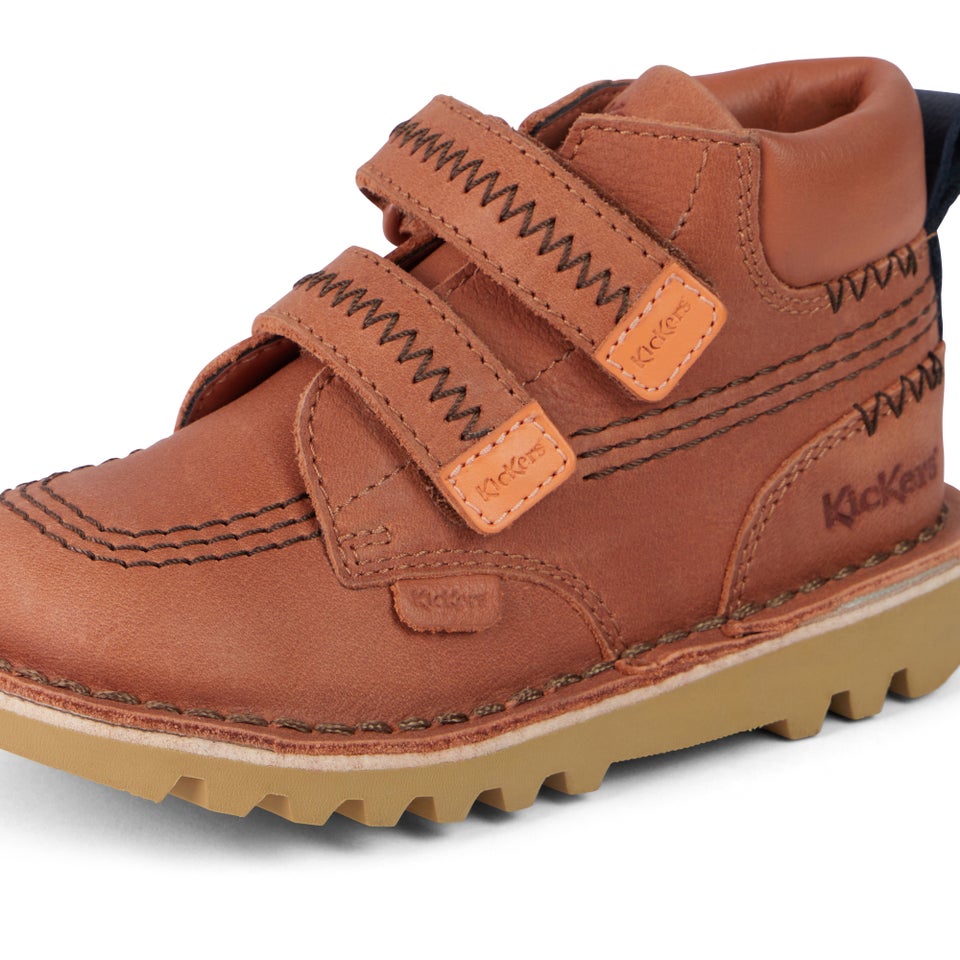 Infant Boys Kick Hi Roll ZigZag Boots Leather Tan