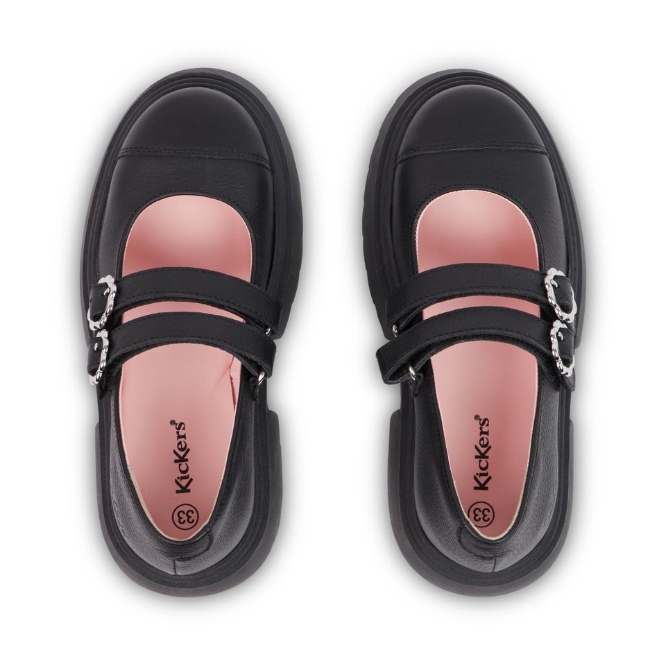 Junior Girls Kenzi MJ Shoes Leather Black