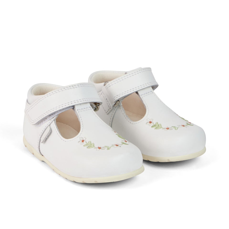 Baby Kick T-Bar Flower Shoes Leather White