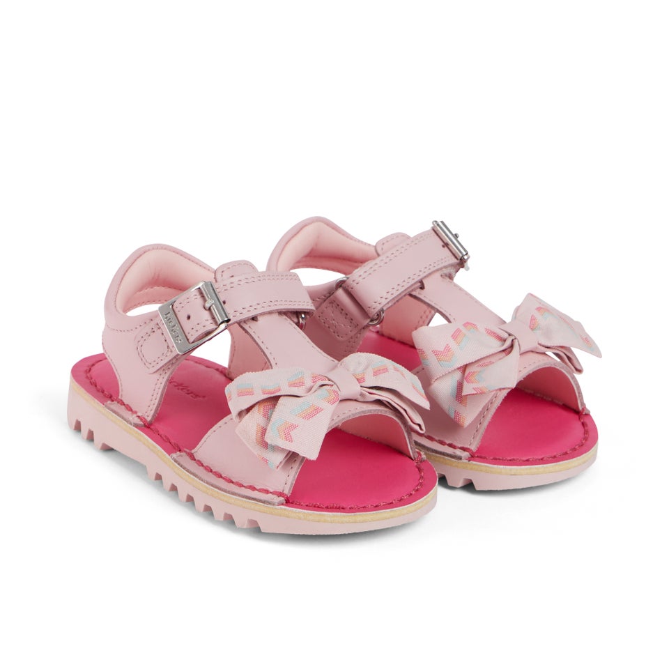 Infant Girls Kick Bow Sandals Leather Pink