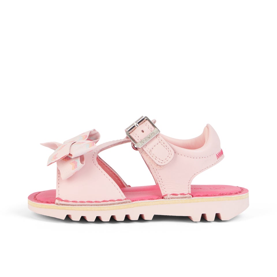 Infant Girls Kick Bow Sandals Leather Pink
