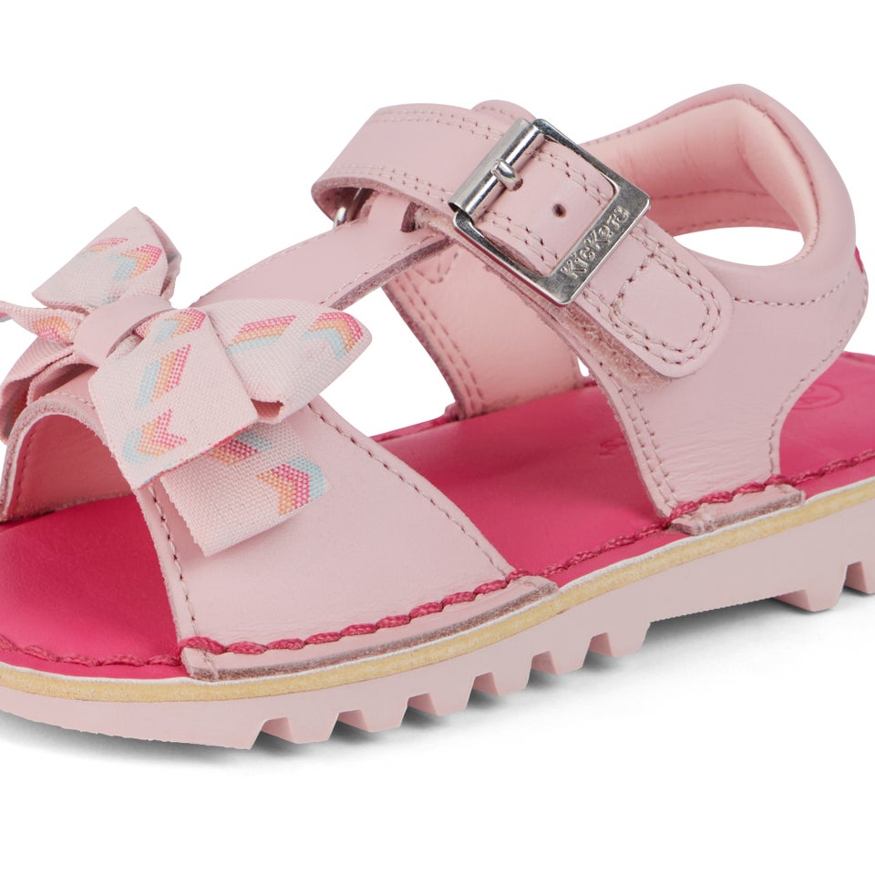 Infant Girls Kick Bow Sandals Leather Pink