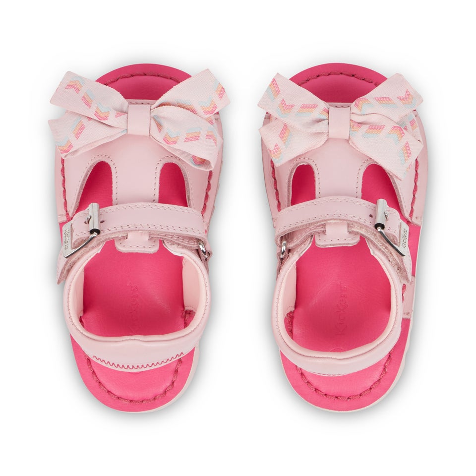Infant Girls Kick Bow Sandals Leather Pink