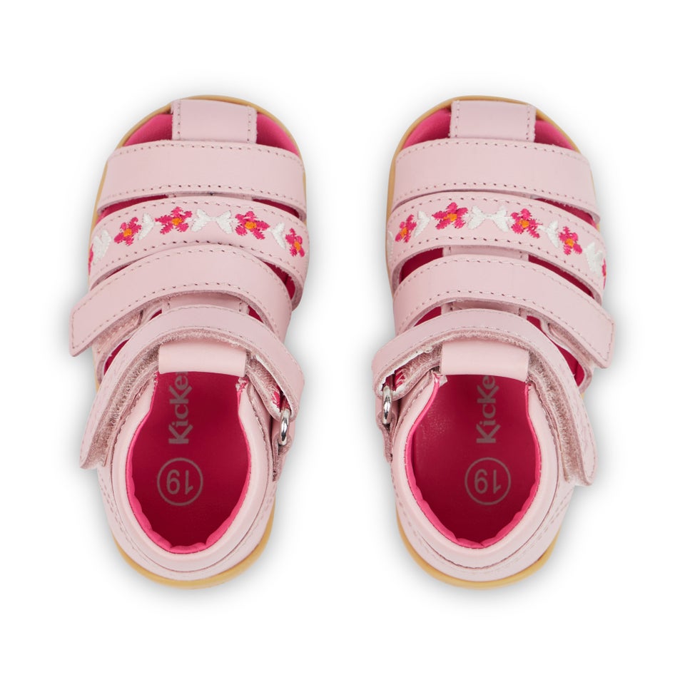 Baby Wriggle Flower Sandals Leather Pink