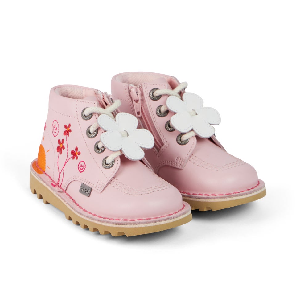 Infant Girls Kick Hi Happy Boots Leather Pink