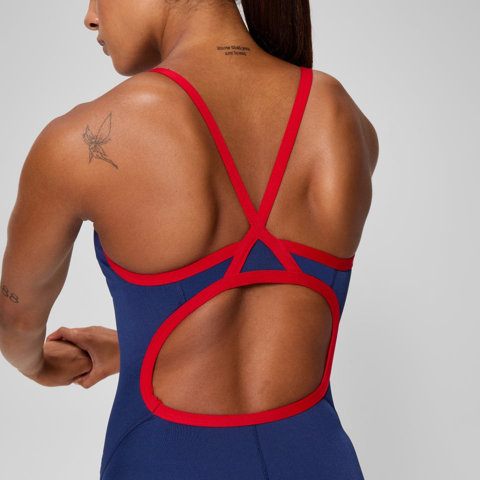Women's - Solid Flyback Training One Piece Navy/Red