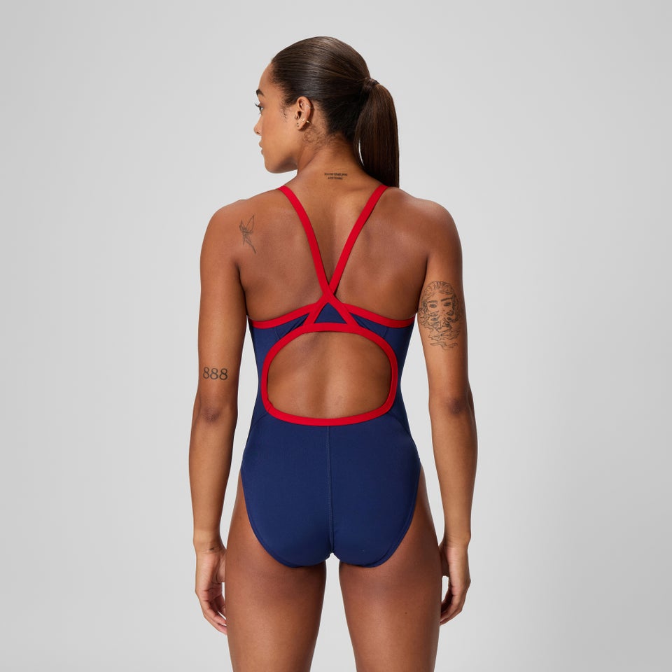 Women's - Solid Flyback Training One Piece Navy/Red