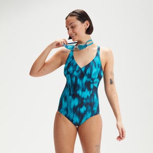 Formender bedruckter Lexi-Badeanzug für Damen Marineblau/Blau