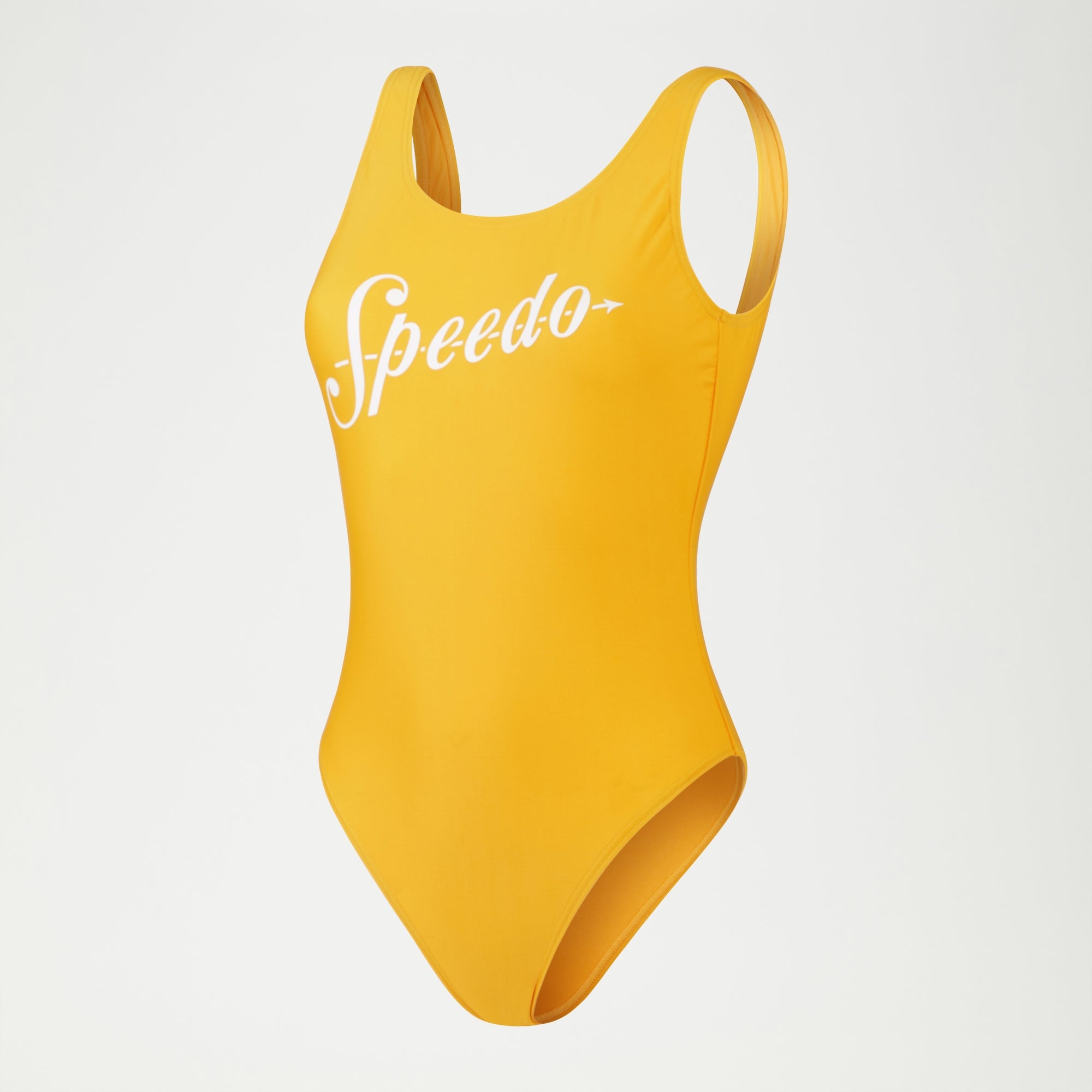 Women's Logo Deep U-Back Swimsuit Yellow