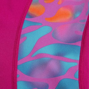 Bedrucktes kurzärmliges Rash-Top für Damen Beere/Mauve