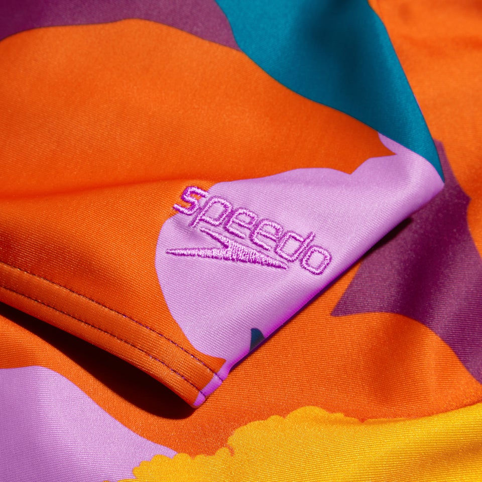 Bikini Femme à fines bretelles réglables imprimé bleu sarcelle/mangue