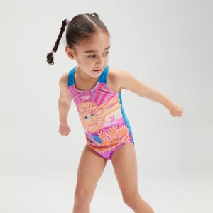 Mädchen Badeanzug mit digitalem Print Orange/Lila - 5YRS