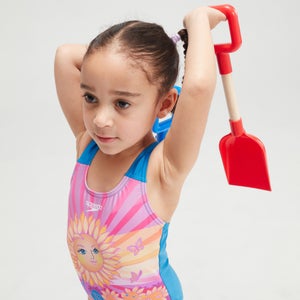 Maillot de bain Fille à imprimé numérique Orange/Violet