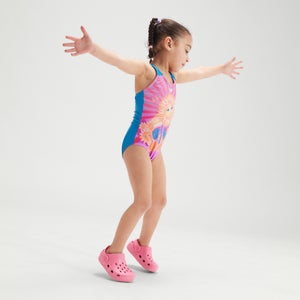 Maillot de bain Fille à imprimé numérique Orange/Violet