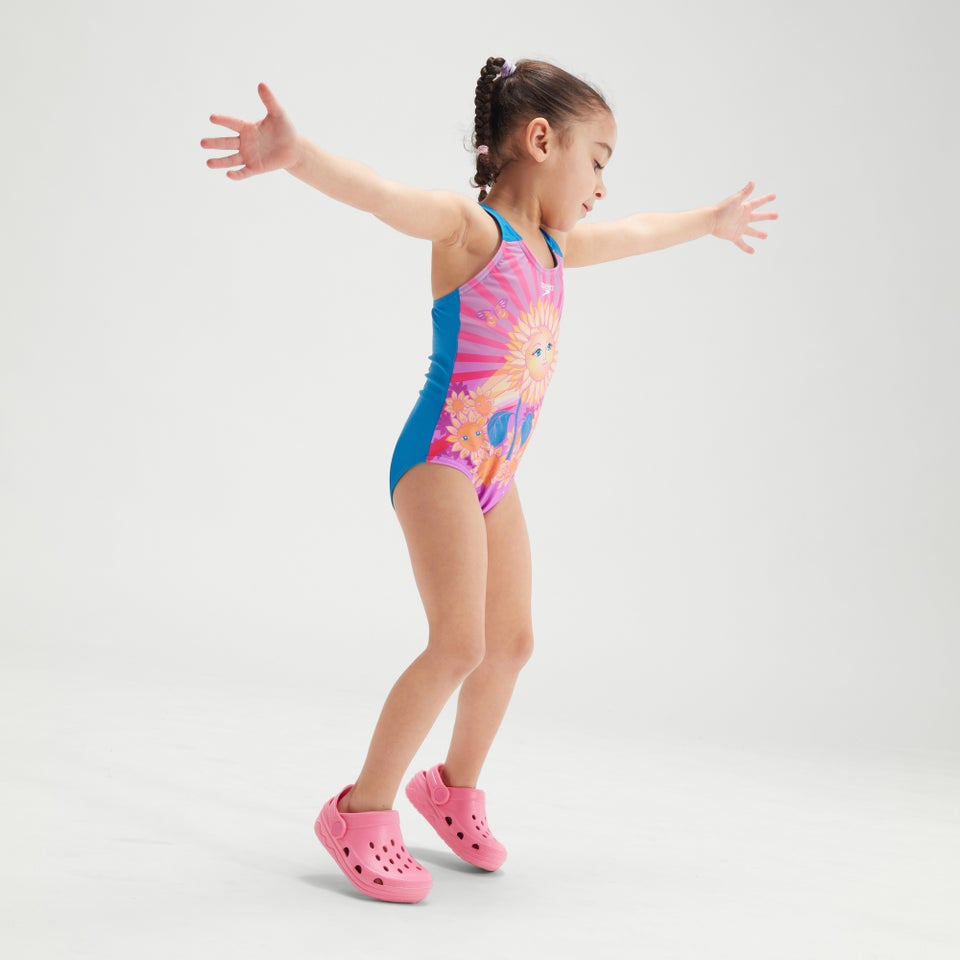 Mädchen Badeanzug mit digitalem Print Orange/Lila