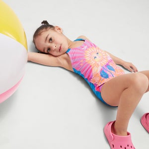 Maillot de bain Fille à imprimé numérique Orange/Violet