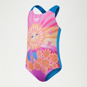 Maillot de bain Fille à imprimé numérique Orange/Violet