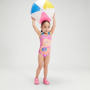 Maillot de bain Fille à imprimé numérique Orange/Violet
