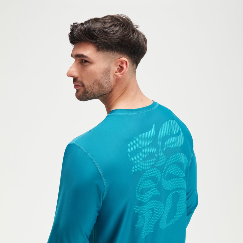 Men's Printed Long Sleeve Swim Tee Teal