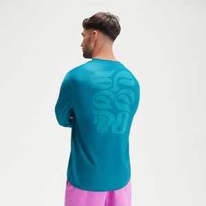 Men's Printed Long Sleeve Swim Tee Teal