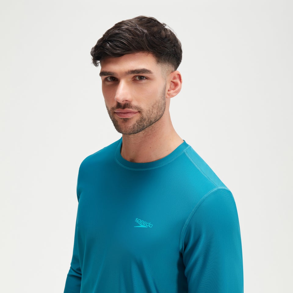 Men's Printed Long Sleeve Swim Tee Teal