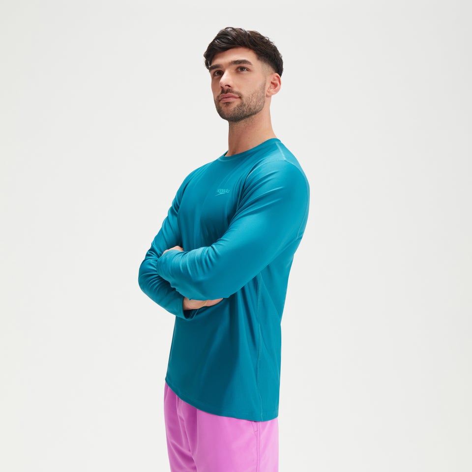 Men's Printed Long Sleeve Swim Tee Teal