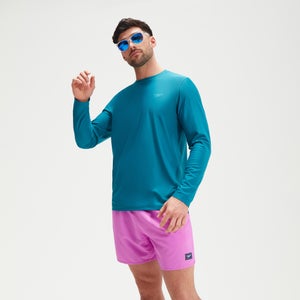 Men's Printed Long Sleeve Swim Tee Teal