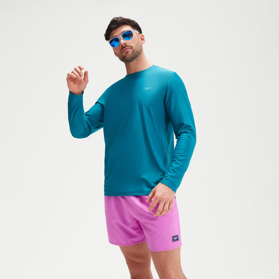 Men's Printed Long Sleeve Swim Tee Teal