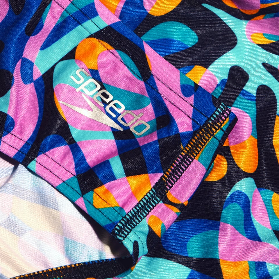 Slip de bain Homme Club Training Allover Digital 8 cm bleu/mangue