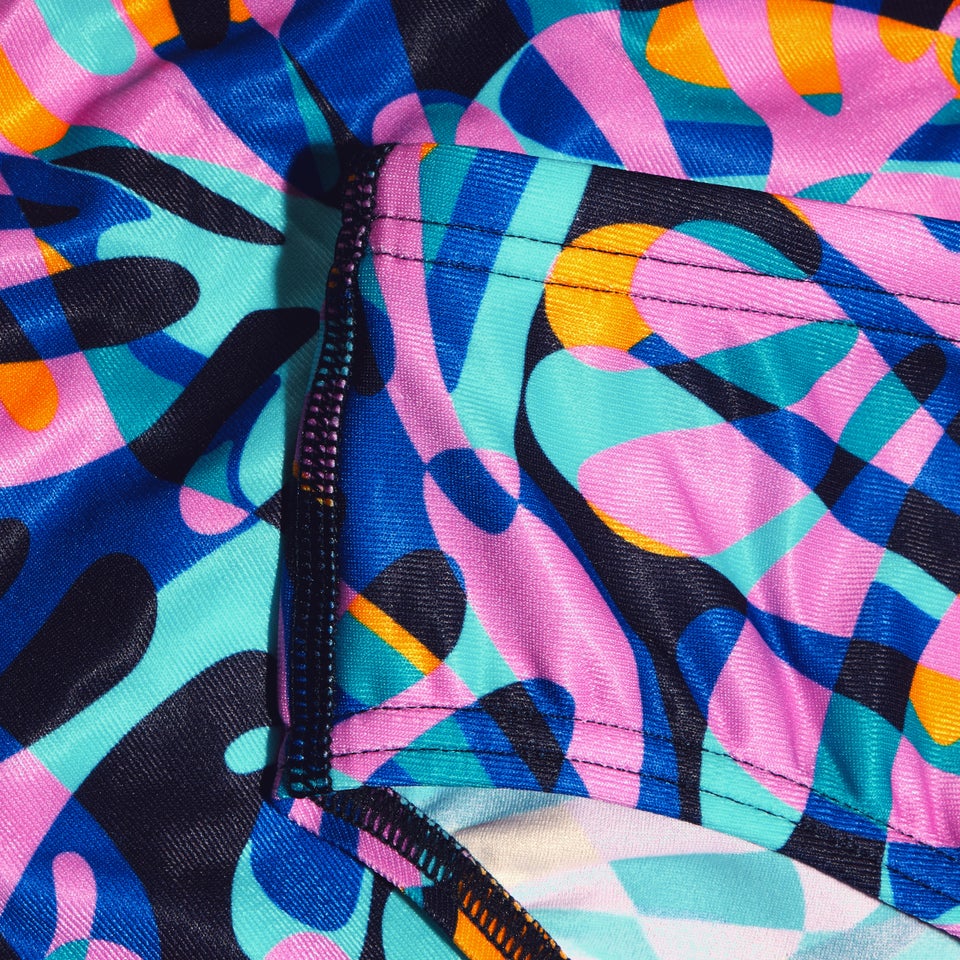 Slip de bain Homme Club Training Allover Digital 8 cm bleu/mangue