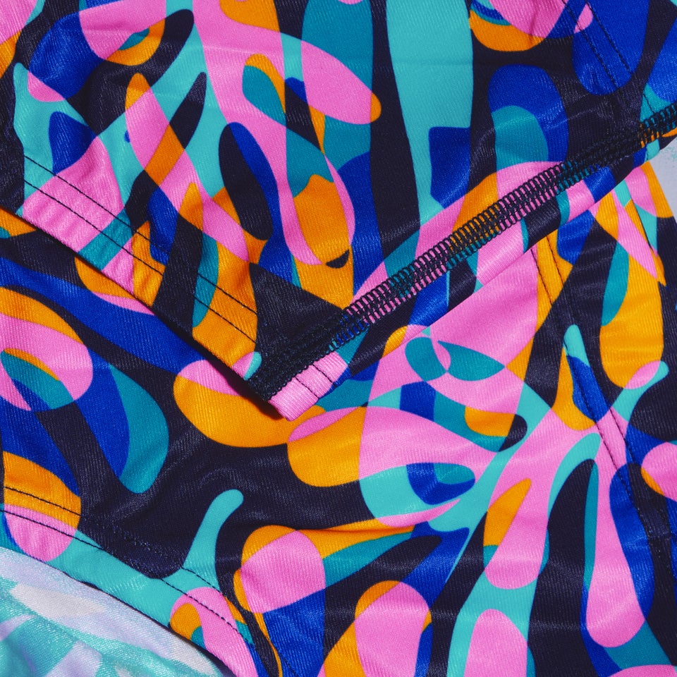 Slip de bain Homme Club Training Allover Digital 13,5 cm bleu/mangue