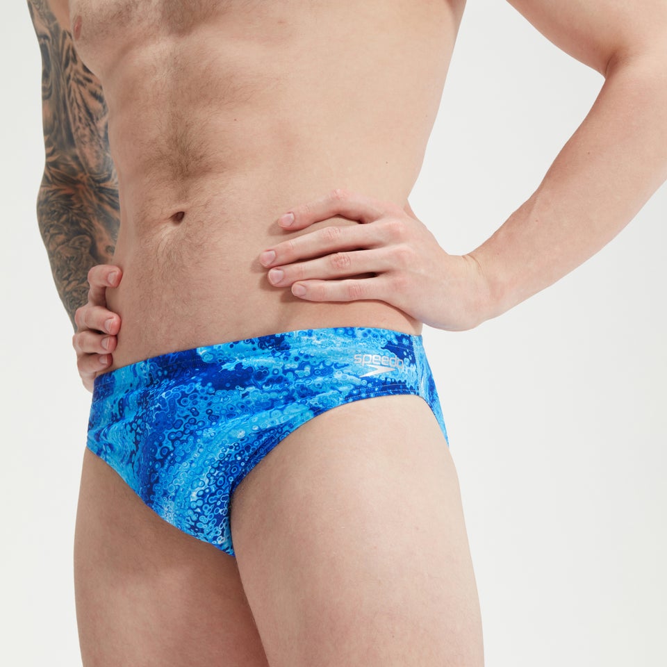 Slip de bain Homme Club Training Allover Digital 5 cm bleu