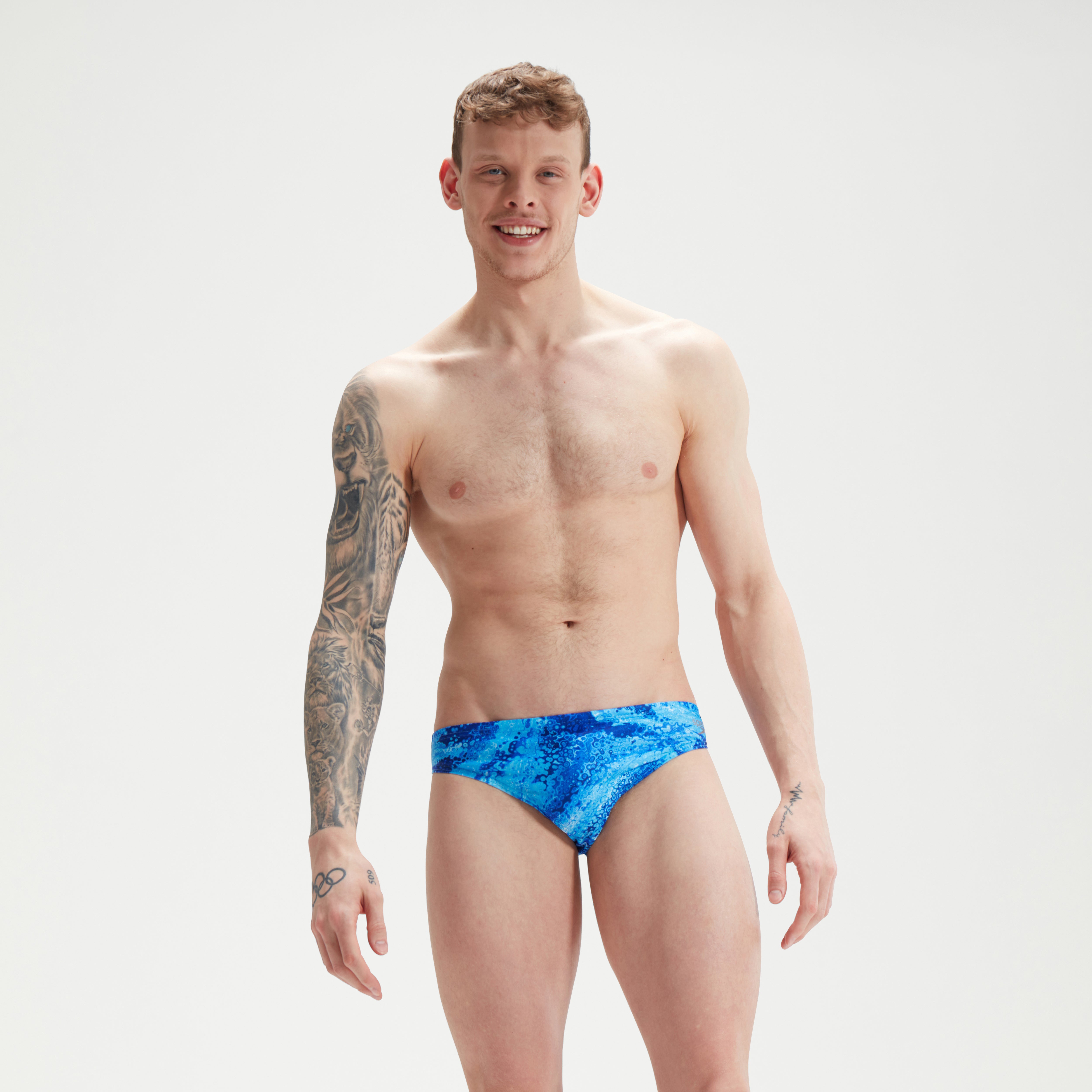 Slip de bain Homme Club Training Allover Digital 5 cm bleu - 28