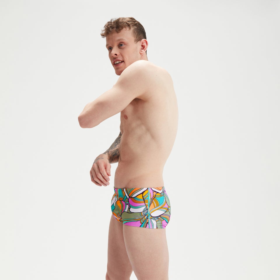 Herren Club Training Badehose mit digitalem Allover-Print, 17 cm Blau/Grün