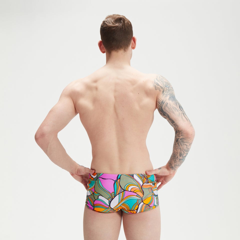 Herren Club Training Badehose mit digitalem Allover-Print, 17 cm Blau/Grün