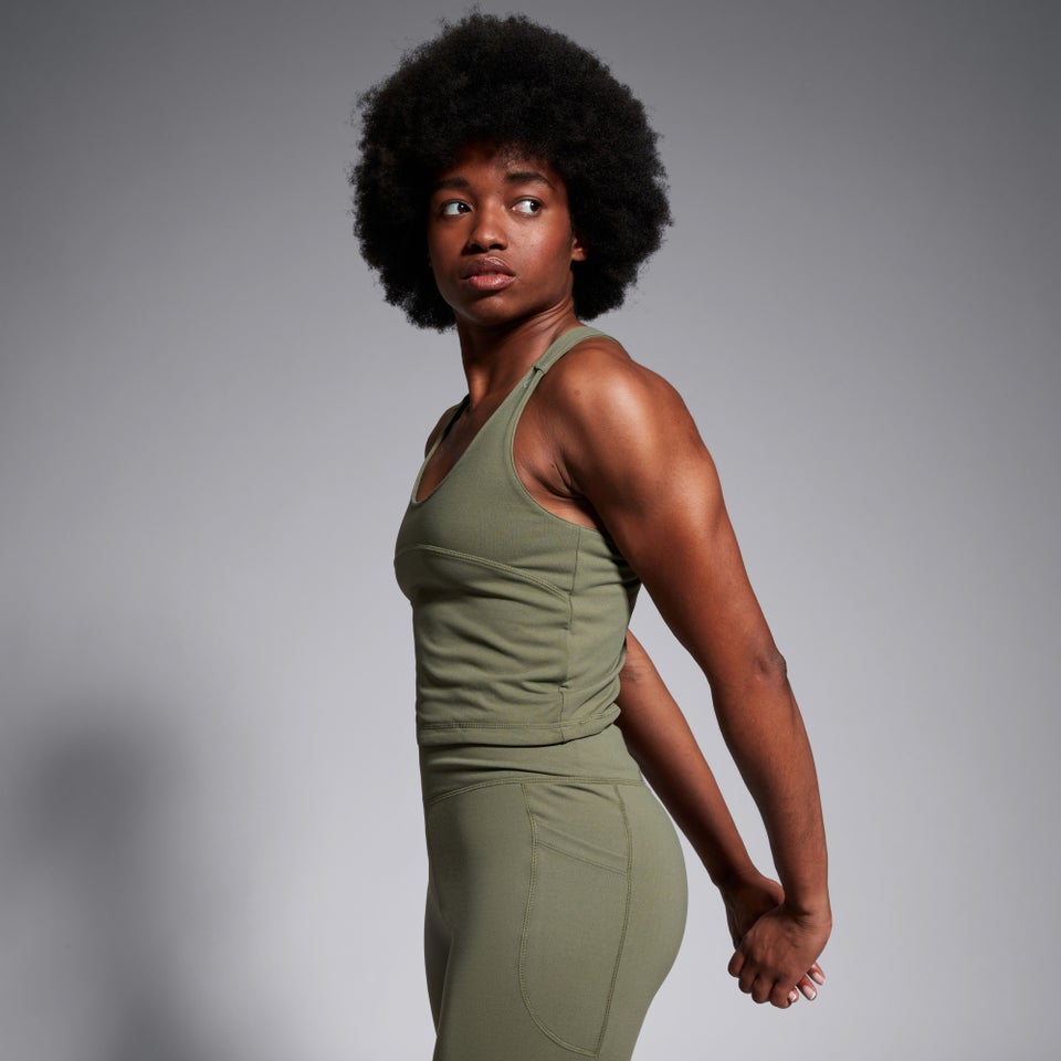 Womens Convex Crop Vest Green