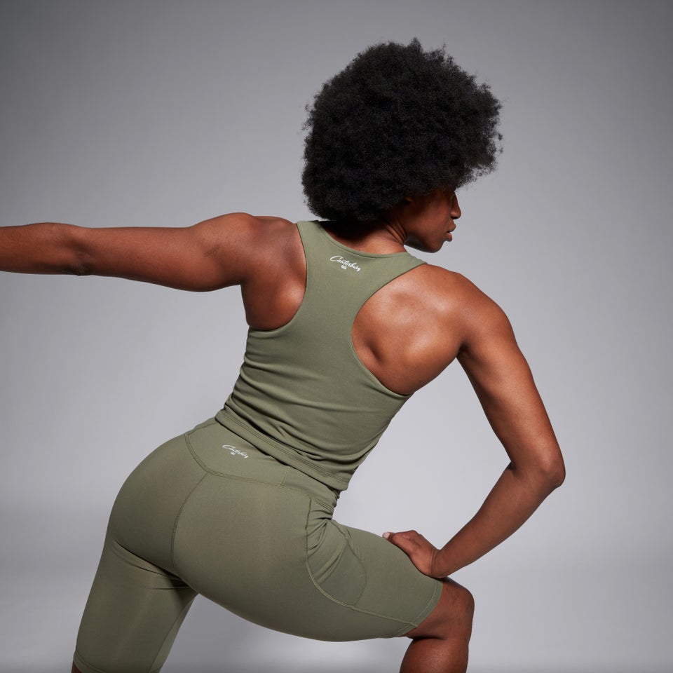 Womens Convex Crop Vest Green