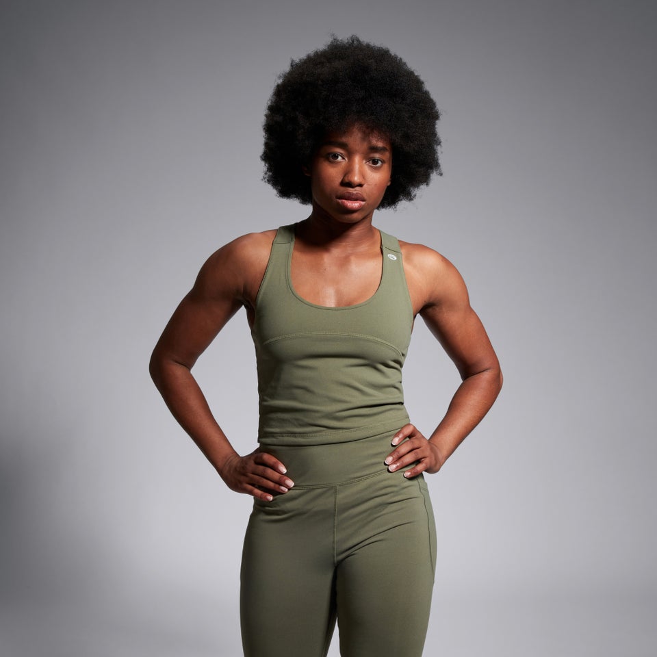 Womens Convex Crop Vest Green